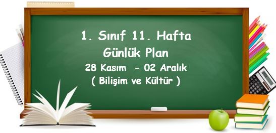 2022-2023 Eğitim Öğretim Yılı 1. Sınıf 11. Hafta Günlük Planlar